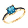 Кольцо из золота с синим топазом и фианитами 37715002