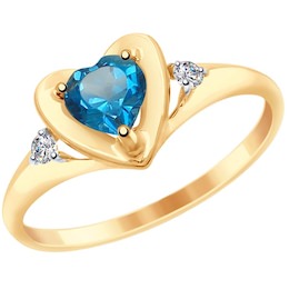 Кольцо из золота с синим топазом и фианитами 37715043