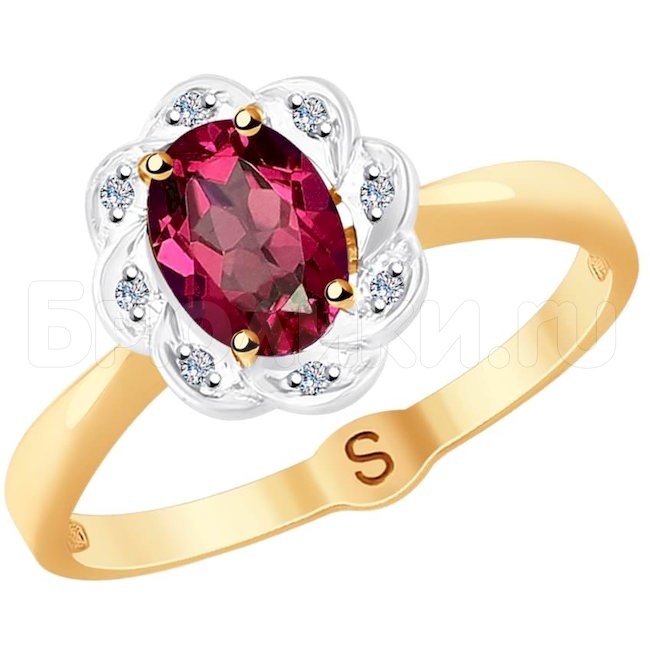Кольцо из золота с бриллиантами и рубином 4010624