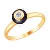 Кольцо из золота с бриллиантом и чёрным керамической вставкой 6015066