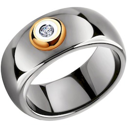 Кольцо из золота с бриллиантами и керамическими вставками 6015071