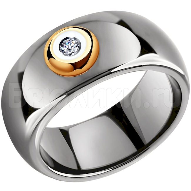 Кольцо из золота с бриллиантами и керамическими вставками 6015071