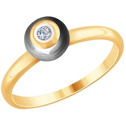 Кольцо из золота с бриллиантом и керамической вставкой 6015072