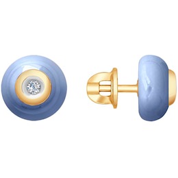 Серьги из золота с бриллиантами и голубыми керамическими вставками 6025055