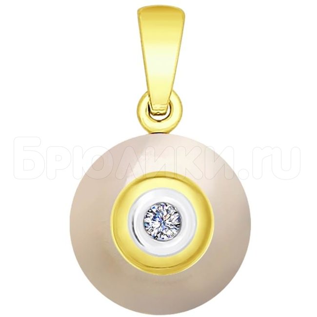 Подвеска из желтого золота с бриллиантом и керамической вставкой 6035031-2