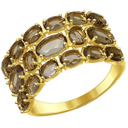 Кольцо из желтого золота с раухтопазами 714296-2