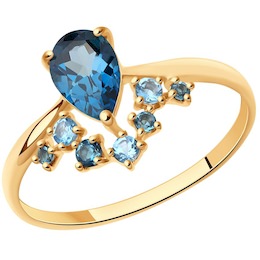Кольцо из золота с голубыми и синими топазами 715028