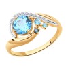 Кольцо из золота с голубыми и синим топазами и фианитами 715047