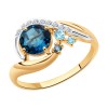 Кольцо из золота с голубыми и синими топазами и фианитами 715048