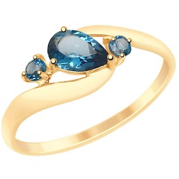 Кольцо из золота с синими топазами 715081