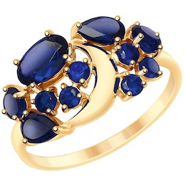 Кольцо из золота с синими корунд (синт.) 715160