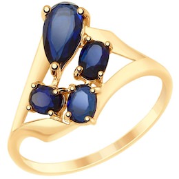 Кольцо из золота с синими корунд (синт.) 715198
