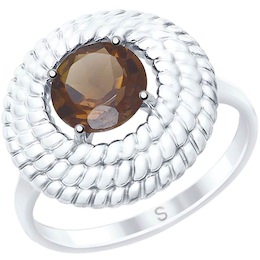 Кольцо из золочёного серебра с раухтопазом 92011527