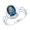 Кольцо из серебра с синим топазом и фианитами 92011559