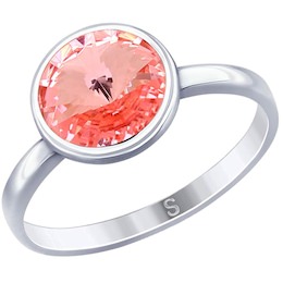 Кольцо из серебра с розовым кристаллом Swarovski 94012602