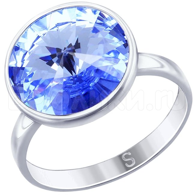 Кольцо из серебра с синим кристаллом Swarovski 94012606