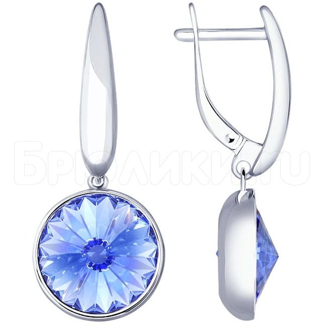 Серьги из серебра с синими кристаллами Swarovski 94022876