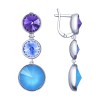 Серьги из серебра с голубыми, синими и сиреневыми кристаллами Swarovski 94022881