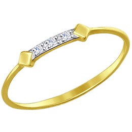 Кольцо из желтого золота с фианитами 017129-2