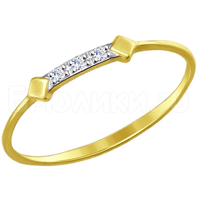 Кольцо из желтого золота с фианитами 017129-2
