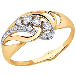 Кольцо из золота с фианитами 018035