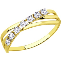 Кольцо из желтого золота с фианитами 018057-2