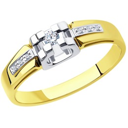Кольцо из желтого золота с бриллиантами 1011745-2