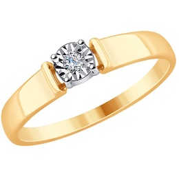 Кольцо из комбинированного золота с бриллиантом 1011791