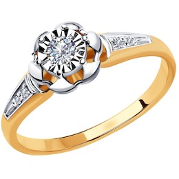 Кольцо из комбинированного золота с бриллиантами 1011796