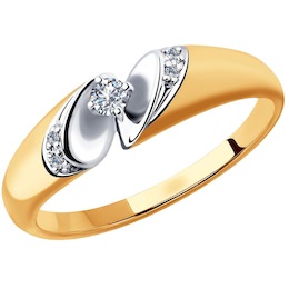 Кольцо из комбинированного золота с бриллиантами 1011815