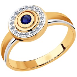 Кольцо из золота с бриллиантами и сапфиром 2011111