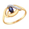 Кольцо из золота с синим корунд (синт.) и фианитами 37714652