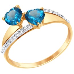 Кольцо из золота с синими топазами и фианитами 37714999