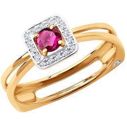 Кольцо из золота с бриллиантами и рубином 4010625