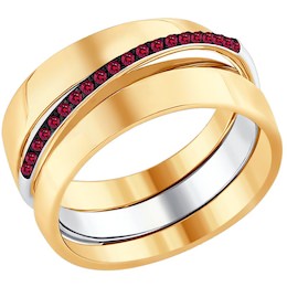 Кольцо из комбинированного золота с рубинами 4010628