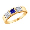 Кольцо из золота с бриллиантами и синим корунд (синт.) 6012113