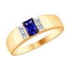 Кольцо из золота с бриллиантами и синим корунд (синт.) 6012120