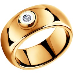 Кольцо из золота с бриллиантом и керамической вставкой 6015081