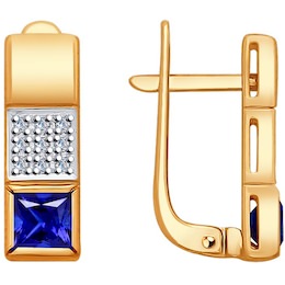 Серьги из золота с бриллиантами и синими корунд (синт.) 6022121