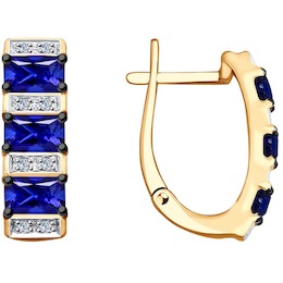 Серьги из золота с бриллиантами и синими корунд (синт.) 6022132