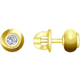 Серьги из желтого золота с бриллиантами и керамическими вставками 6025091