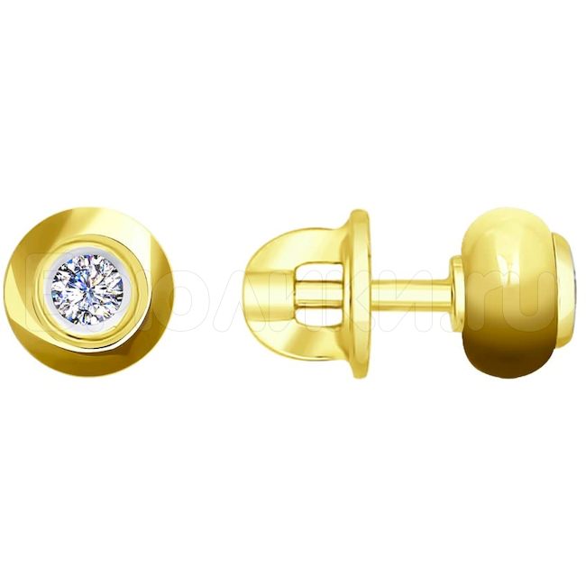 Серьги из желтого золота с бриллиантами и керамическими вставками 6025091