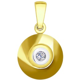 Подвеска из желтого золота с бриллиантом и керамической вставкой 6035041