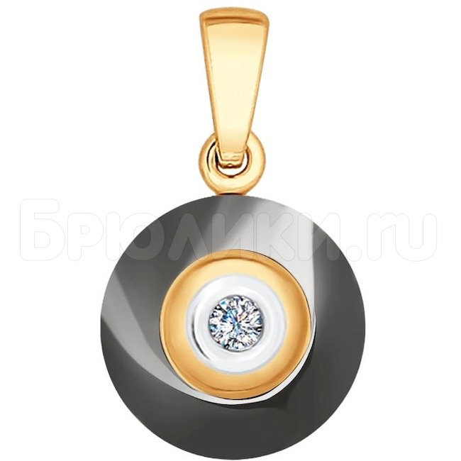 Подвеска из золота с бриллиантом и керамической вставкой 6035042