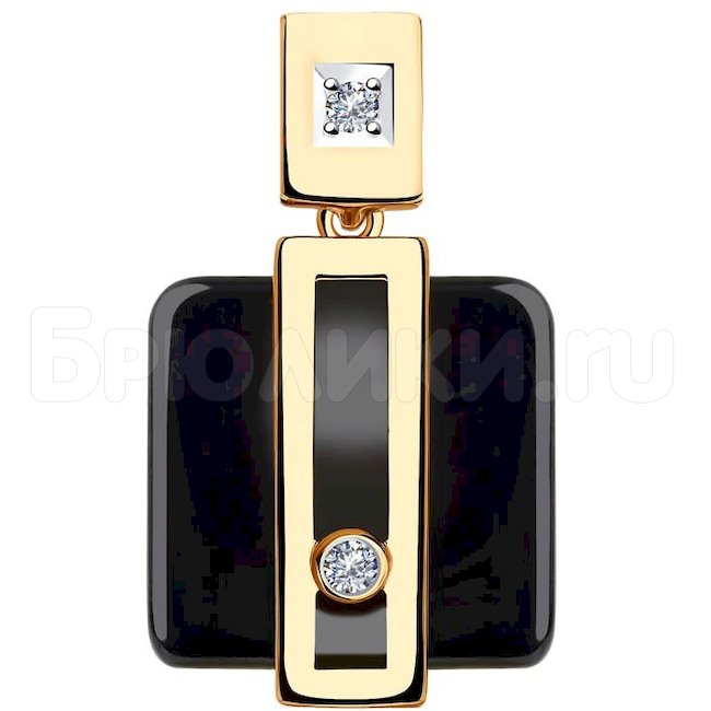 Подвеска из золота с бриллиантами и чёрными керамическими вставками 6035048