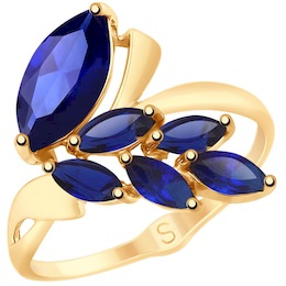 Кольцо из золота с синими корунд (синт.) 715186