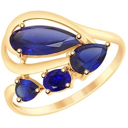 Кольцо из золота с синими корунд (синт.) 715195