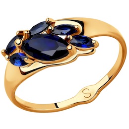 Кольцо из золота с синими корунд (синт.) 715201