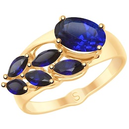 Кольцо из золота с синими корунд (синт.) 715286