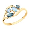 Кольцо из золота с голубыми и синими топазами 715441
